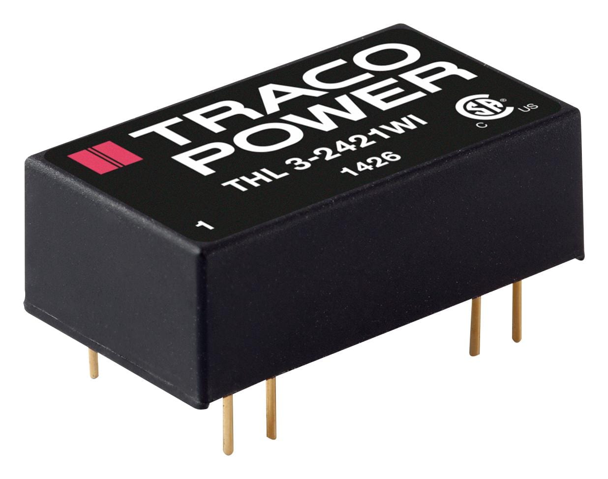 TRACO POWER Isolated Board Mount THL 3-2411WI DC-DC CONVERTER, 5V, 0.6A TRACO POWER 2813276 THL 3-2411WI