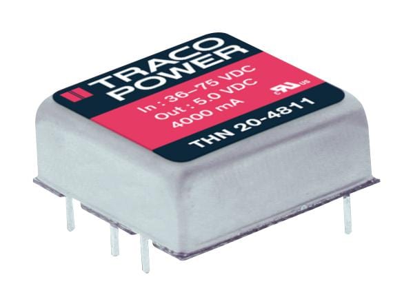 TRACO POWER Isolated Board Mount THN 20-1212 DC-DC CONVERTER, 12V, 1.67A TRACO POWER 2451600 THN 20-1212