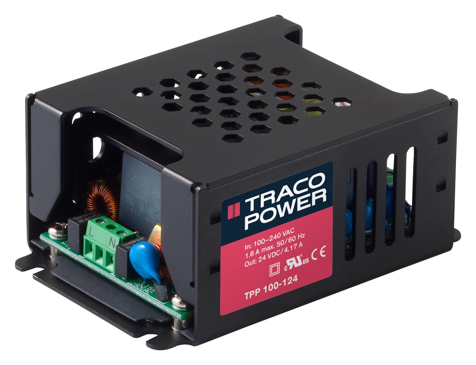 TRACO POWER Enclosed - Single Output TPP 100-124 POWER SUPPLY, AC-DC, MEDICAL, 24V, 4.17A TRACO POWER 2414303 TPP 100-124