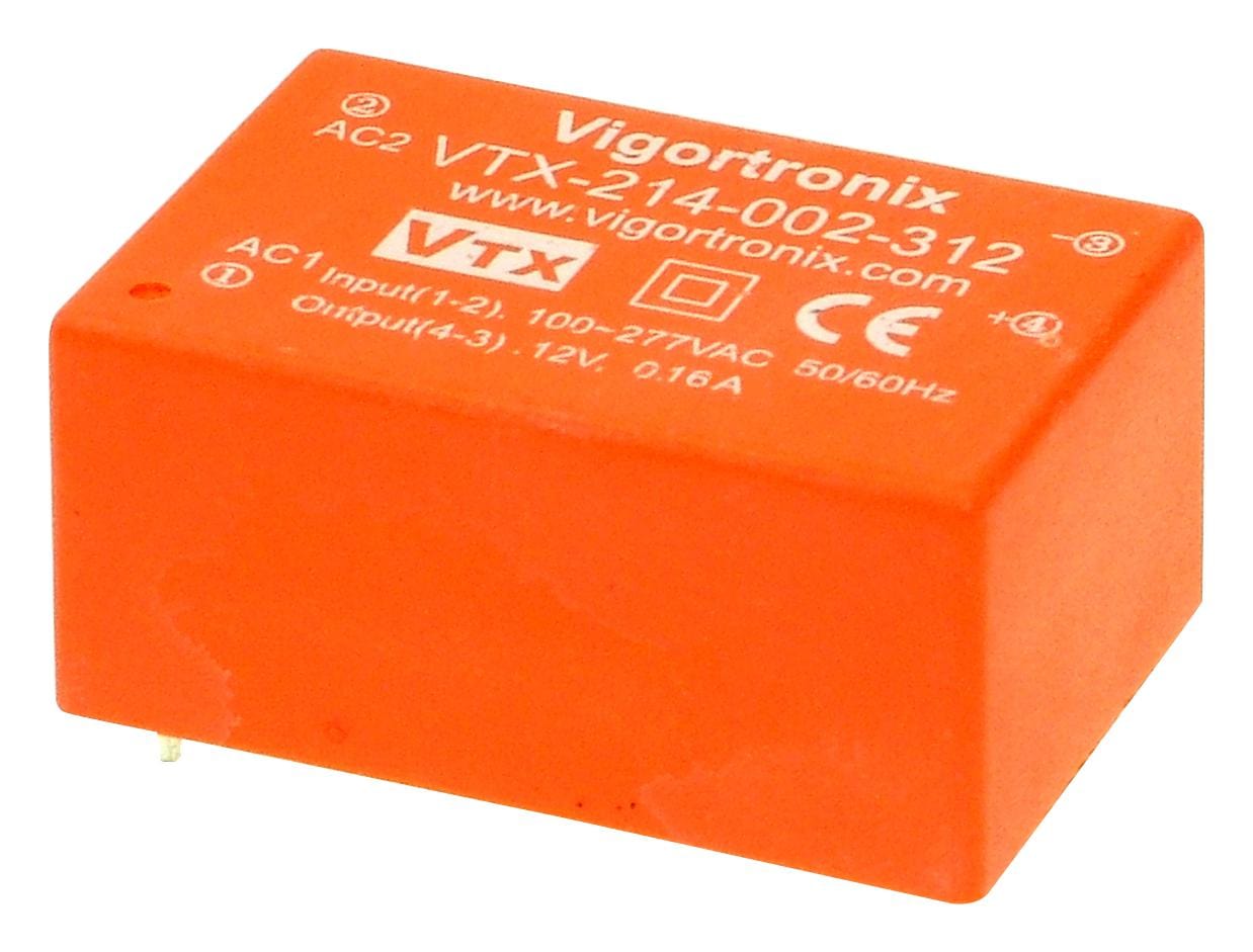 VIGORTRONIX PCB Mount - Single Ouput VTX-214-002-303 POWER SUPPLY, AC-DC, 3V, 0.6A VIGORTRONIX 2775101 VTX-214-002-303