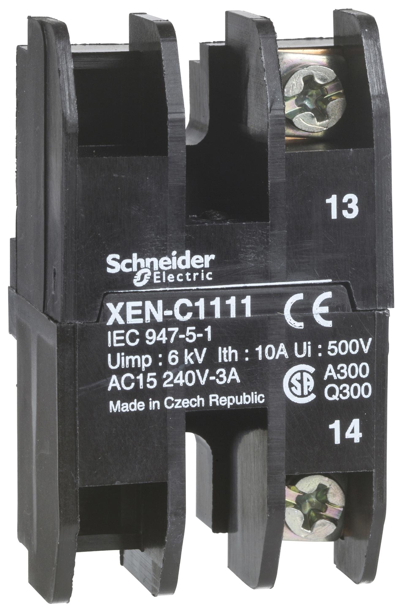 SCHNEIDER ELECTRIC Contact Blocks XENC1111 CONTACT BLOCK, 3A, 240VAC, SCREW CLAMP SCHNEIDER ELECTRIC 3114846 XENC1111