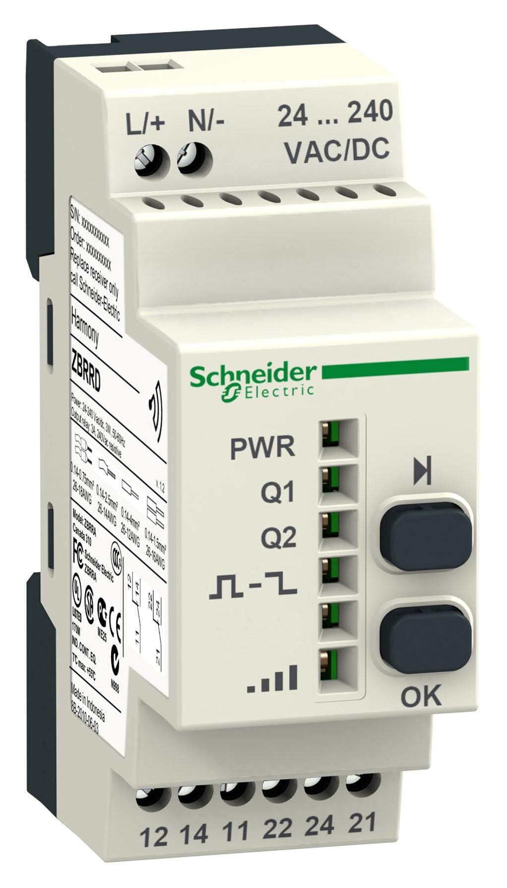 SCHNEIDER ELECTRIC Wireless ZBRRD PROGRAMMABLE RECEIVER SCHNEIDER ELECTRIC 3110453 ZBRRD